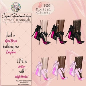 High Heels Schuhe und Frau Beine Clipart Bundle, schwarze Haut Mode Beine High Heels Clipart Beine, Print-on-Demand Grafik Mädchen Chef Planer