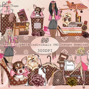 バンドル ファッション旅行アクセサリー クリップアート セット、ファッション ガールズ png、高級ハンドバッグ png、ボス ベイビー png、コーヒー マグ png、プランナー ガール クリップアート