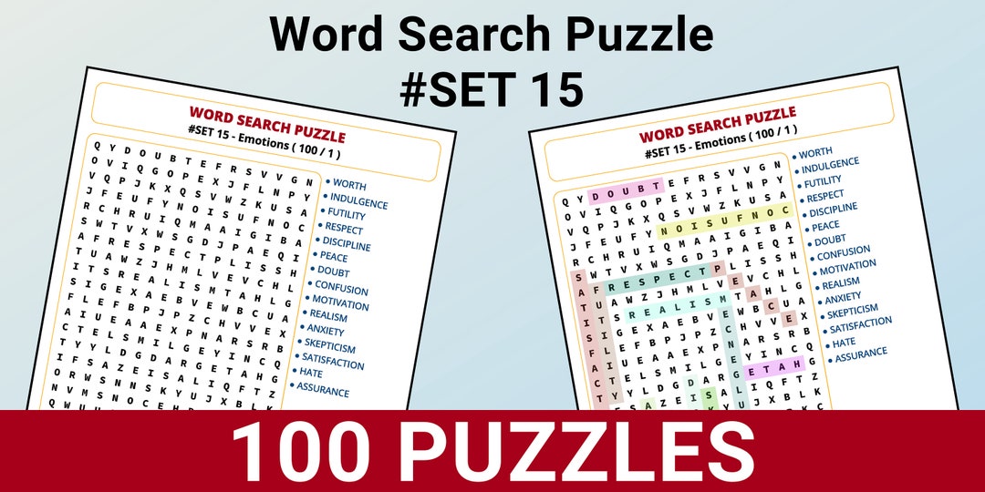 Word Search Puzzle 100 Printable Puzzle Pages for Kids and Adults ...