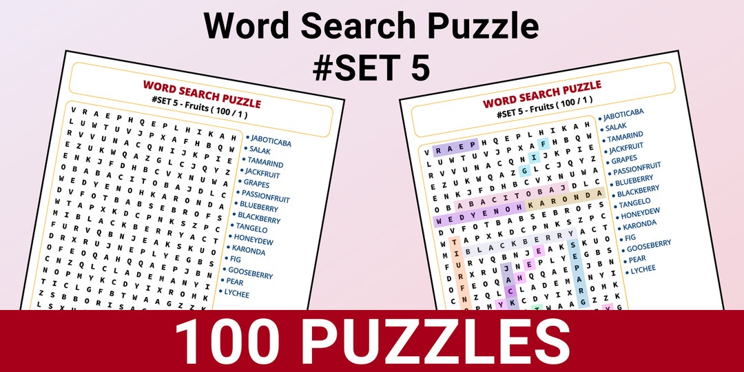 Word Search Puzzle 100 Printable Puzzle Pages for Kids and Adults ...