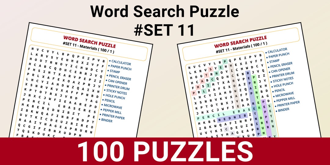 Word Search Puzzle 100 Printable Puzzle Pages for Kids and Adults ...
