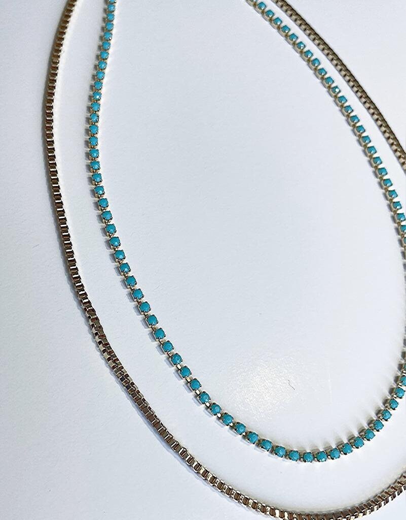 ブルーのテニスチェーンで構成されたダブルネックレス - Etsy 日本