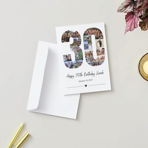 Anpassbare 30. Geburtstag Foto-Collage Kartenvorlage | Meilenstein Geburtstagskarte