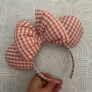 Peach Gingham Minnie Ears