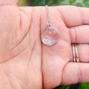 Silver Mustard Seed Necklace – Faith Necklace in Resin | Real Mustard Seed Pendant on Sterling Silver Chain Handmade Christian Jewelry Gift