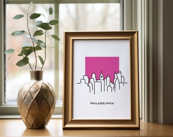 Philadelphia Pennsylvania Pastel Sketch Print | Galerie Wandkunst | Digitaler Download | Poster | Stadt Druck | Preppy Illustration Print