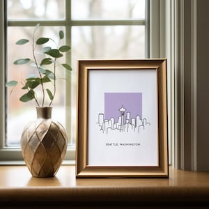 Seattle Washington Sketch Print / Wall Art / Digital Download / Travel Poster / PNW Cities / Preppy & Trendy Illustration Print