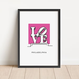Philadelphia LOVE Pastel Print | Gallery Wall Art | Digital Download | Philly City Poster | Preppy Illustration Print