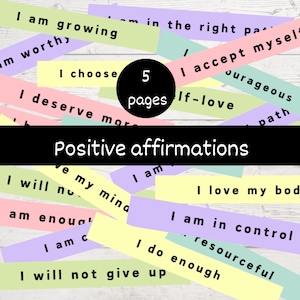 Pegatinas de diario de afirmaciones positivas, pegatinas de amor propio, cita decorativa, máquina de escribir, palabras de bujo para imprimir, kawaii, colores pastel