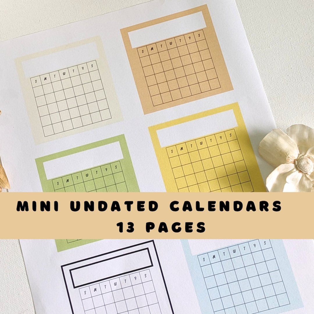 Undated Mini Calendars for Journaling, Printable Calendars Cut Outs ...