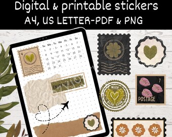 Gepresste Blumen Imitat Stempel: Botanische Ephemera für Junk Journals (Digitaler Download)