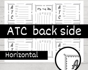 Tarjeta coleccionable de artista horizontal imprimible con reverso ATC (PDF)