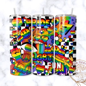 Pride Lgbt Fun Colorful 20 oz Skinny Tumbler Sublimation Design Digital Download PNG Instant DIGITAL ONLY