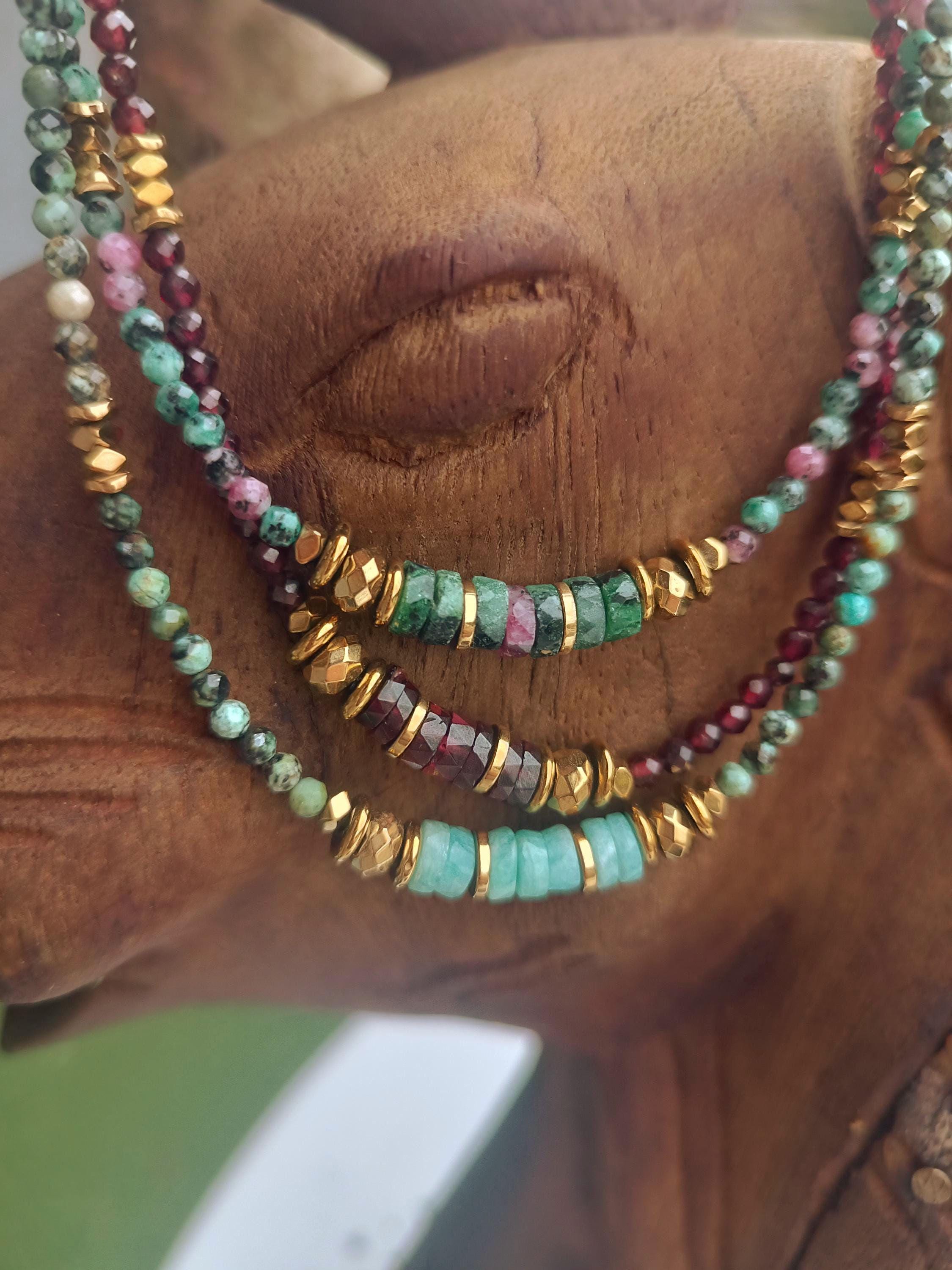 Collier plumes turquoises style boheme chic