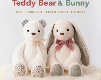 Memory Bear Pattern + VIDEO Tutorial: Teddy Bear Sewing Pattern, Keepsake Bunny Sewing Pattern