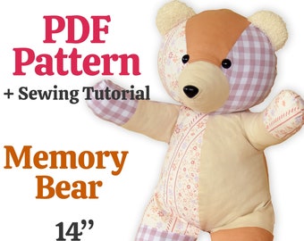 Teddybeerpatroon Geheugenbeerpatroon Geheugenberen naaipatroon beerpatroon PDF Pluche naaien Aandenkenbeerpatroon Knuffeldier