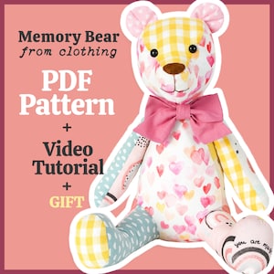 Memory Bear Pattern Video Tutorial Keepsake Bear Pattern Easy Teddy Bear Pattern Simple Bear Pattern Sewing Pattern PDF Pattern Plush Sewing image 1