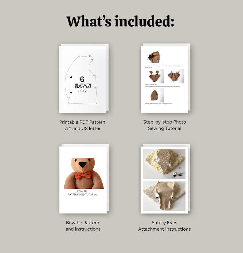 Memory Bear Sewing Pattern: Keepsake Teddy Bear with Bowtie (PDF Pattern) image 4