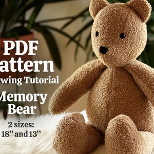 Memory Bear Pattern 18" | Simplicity A2115 | PDF Keepsake Bear Pattern | Memorial Bear | Stuffed Teddy Bear Pattern | PDF Easy Bear Sewing