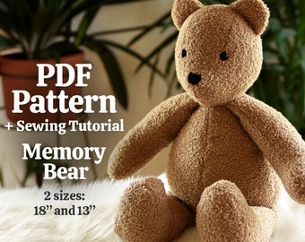 Memory Bär Schnittmuster 18" | Einfachheit A2115 | PDF Erinnerungsbär Schnittmuster | Gedenkbär | Teddybär Schnittmuster | PDF Easy Bear Nähen