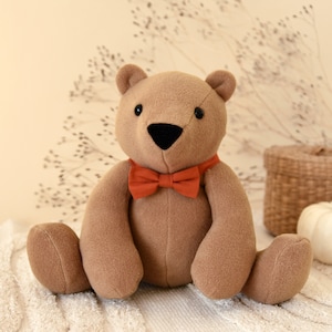 Sitting plush memory bear