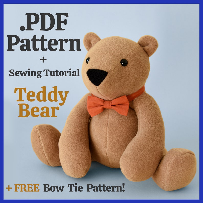 Memory Bear Sewing Pattern: Keepsake Teddy Bear with Bowtie (PDF Pattern) image 1