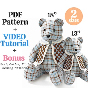 Simplicity A2115 pattern Memory bear pattern Plush sewing pattern Memorial bear Teddy bear pattern Keepsake bear Plushie sewing pattern