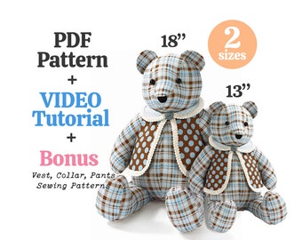 Simplicity A2115 pattern Memory bear pattern Plush sewing pattern Memorial bear Teddy bear pattern Keepsake bear Plushie sewing pattern