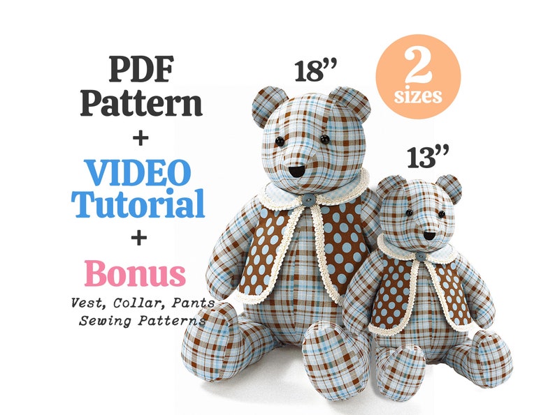 Simplicity A2115 pattern Memory bear pattern Plush sewing pattern Memorial bear Teddy bear pattern Keepsake bear Plushie sewing pattern image 1