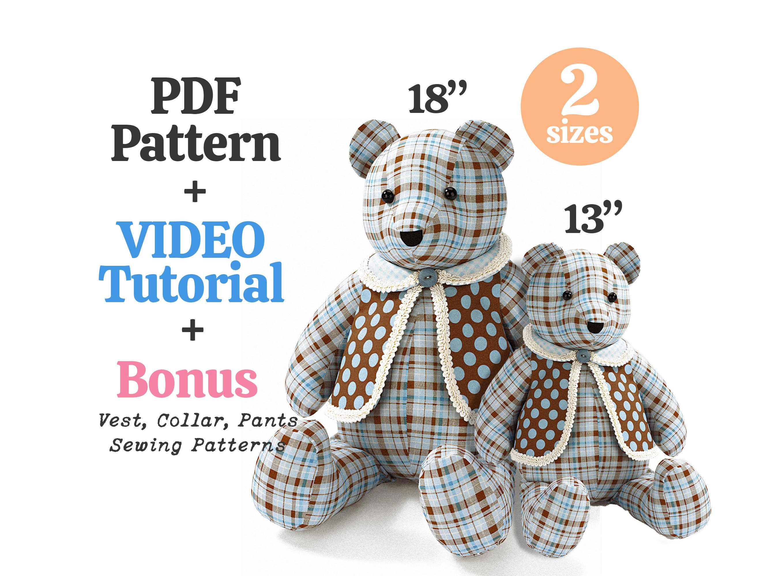 Memory Bear Pattern Easy 14 Sewing Pattern Simple Bear Pattern Sewing  Pattern PDF Teddy Bear Pattern Keepsake Bear PDF Pattern Vintage Bear 