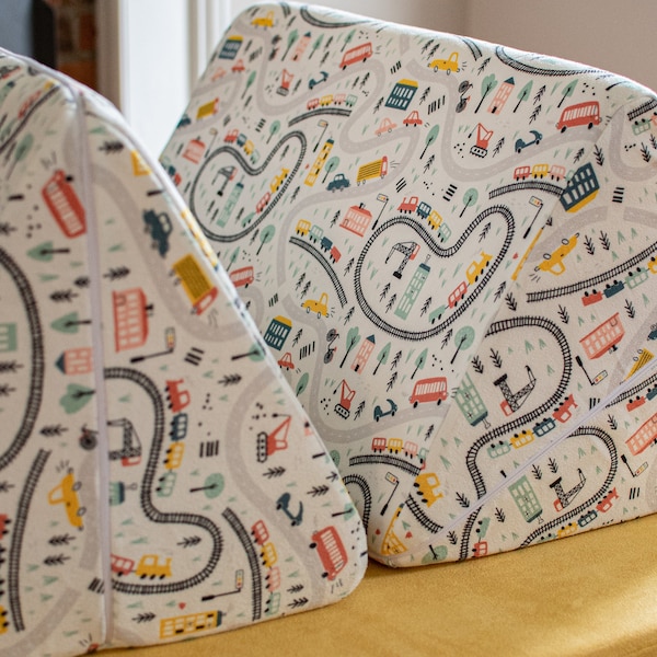 Fun Roadways Nugget Triangle Cover or Complete - Interactive Play Streets Fab Slipcover for Nugget Comfort, Kids Room Decor, Fortzee Fabric