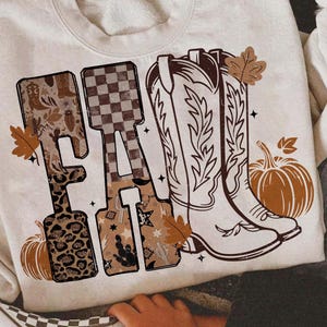 Cowboy Checkered Fall Png, Western Fall Png, Autumn Png, Grunge Fall Png, Western Cowgirl Boots Fall Sublimation png, Fall Png, Autumn Shirt