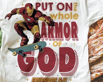 Christian Png, Armor of God Sublimation, Bible Verse Ephesians, Kids Toddler Religious png, Christian Superhero png, Boy T-Shirt Design file