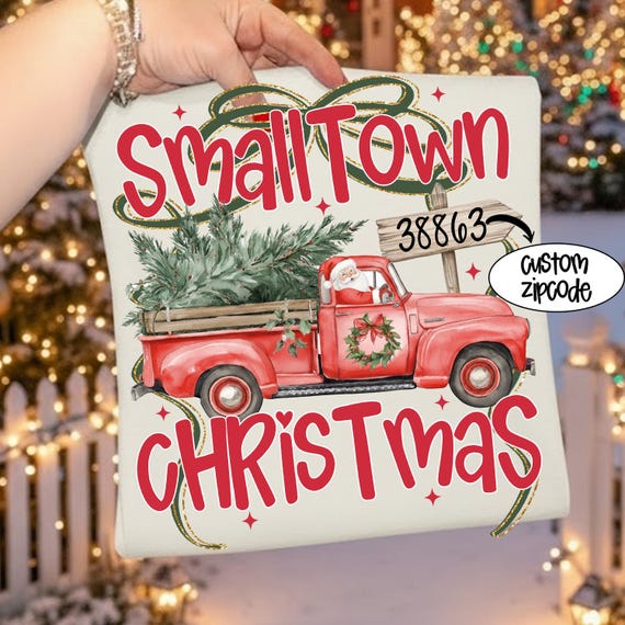 Custom Zipcode Small town christmas Coquette png, Red Vintage Truck png, Retro Christmas png, Vintage Christmas, Coquette Xmas png, Custom
