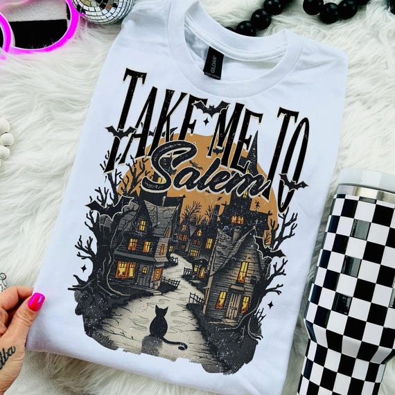 Take me to salem PNG, Retro Halloween png, Vintage Halloween Shirt Design, Halloweentown Shirt png, Halloween Cat png, Spooky Season, Retro