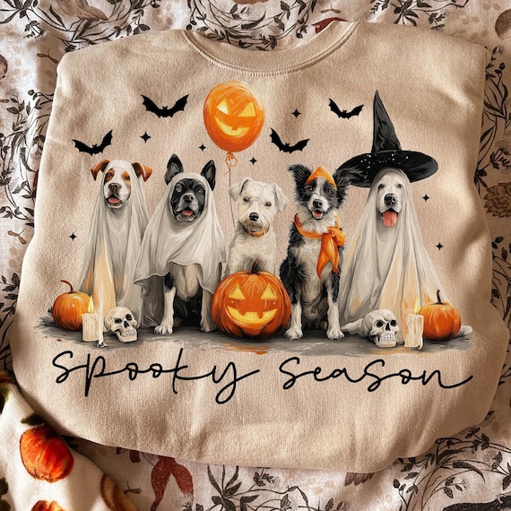 Retro Ghost Dog PNG, Spooky Season PNG, Halloween Ghost Dog Png, Halloween Pumpkin Dog Png, Dog Halloween Png, Cute Boo Dog Halloween Png