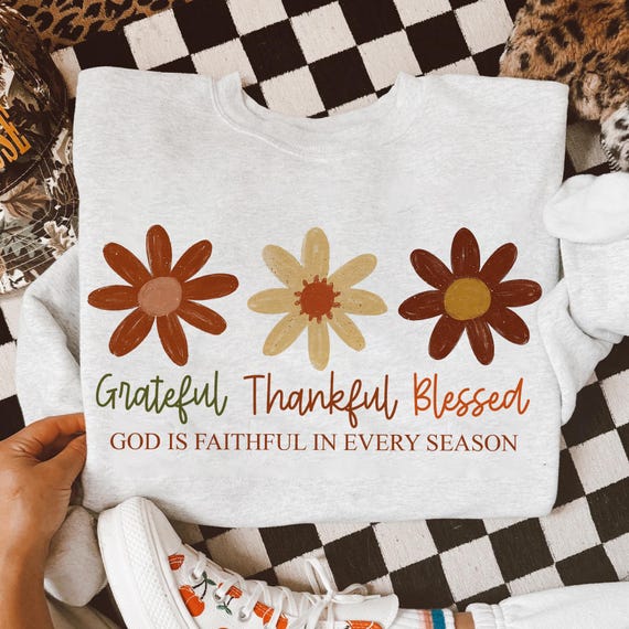 Grateful Thankful Blessed Png, Boho Fall Floral Christian png, Faith Based Autumn Sublimation, Christian Fall png, Fall Religious, Autumn