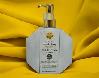 Vanilla Dream Pure Castile Soap - Natural Vegan Body Wash - Handmade Aromatherapy Cleanser