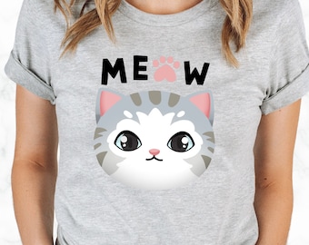 Meow Cat T-Shirt: Funny Kitten Graphic Tee, Cat Lover Gift