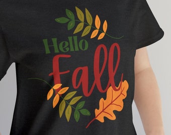 Hello Fall T-Shirt: Autumn Leaves Thanksgiving Tee