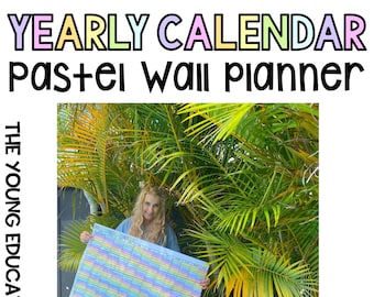 2024 Pastel Rainbow Wall Planner Yearly Calendar *Free Update Each Year!*