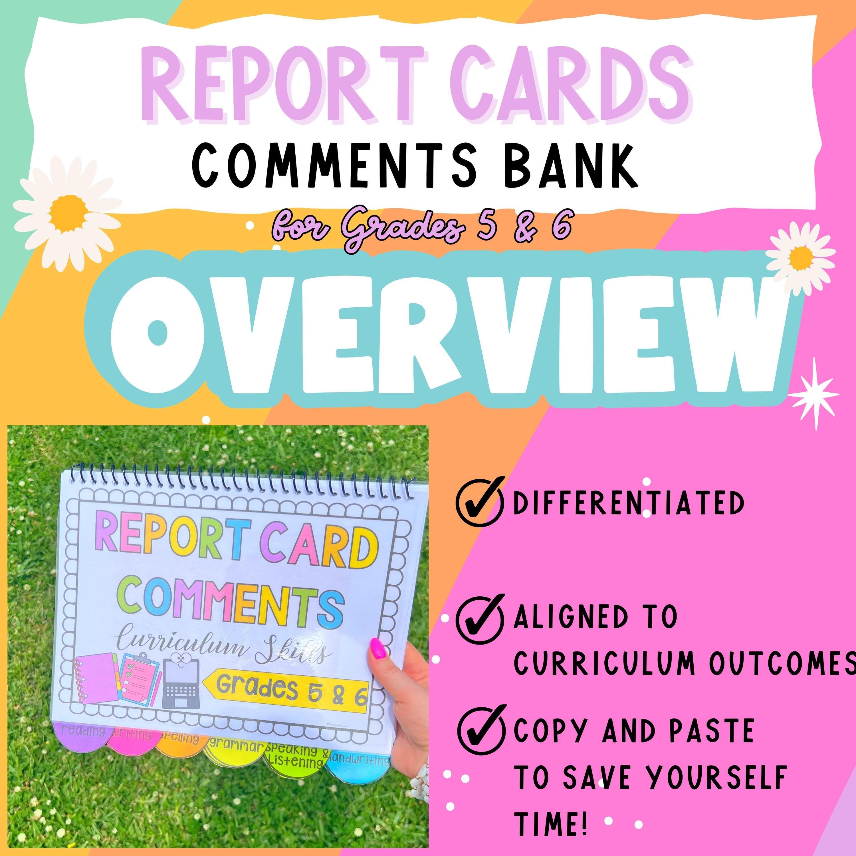 report card comments 5th grade Report Card Comments for 5th Grade
