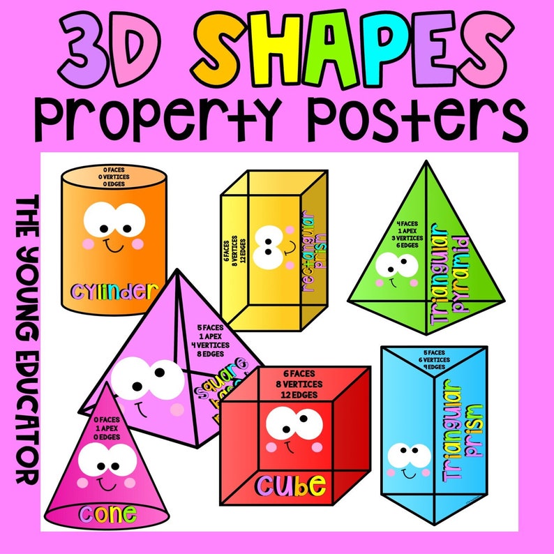 3D OBJECT SHAPE POSTERS Name & Features - Etsy