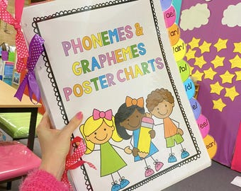 PHONICS POSTERS BOOK / Alternative Spellings Class Sounds Dictionary/  Phonemes Graphemes / Science of Reading Charts