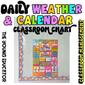 Calendrier quotidien INTERACTIF et carte météo | Décoration de salle de classe pour tableau d'affichage