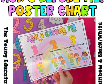 Ask 3 Before Me Poster! High Expectations / Classroom Management/Problem Solving