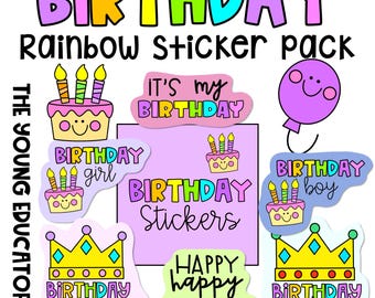 BIRTHDAY STICKERS - RAINBOW