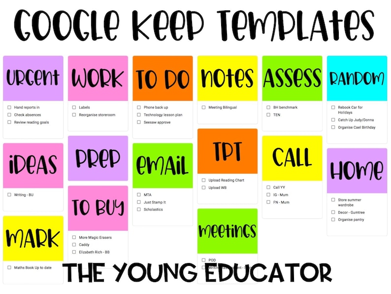 Google Keep Templates - Etsy