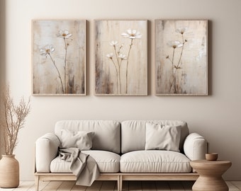 Japandi Floral Wall Art Set: Wabi Sabi Prints (Digital Download)