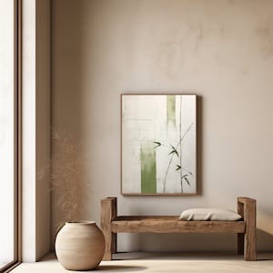 Japandi wall art Abstract sage green branch | Wabi sabi art | Wabi sabi nature | Instant download nature art | Japanese style art